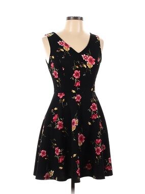 Soprano Pink and Black Floral Skater Dress